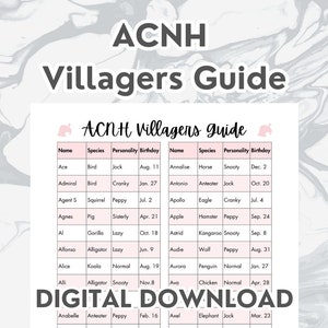 ACNH Villagers Guide Pink - DIGITAL DOWNLOAD | Acnh Tracker, Acnh Checklist, Acnh Printable, Villagers List