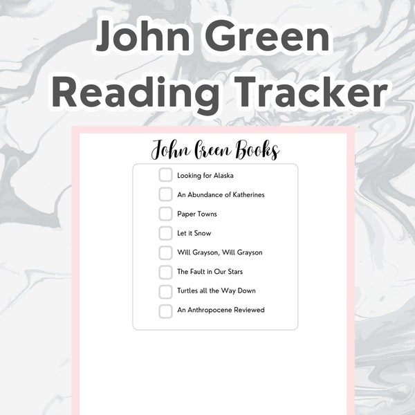 John Green Books Tracker, John Green Reading Tracker - DIGITAL DOWNLOAD | Reading Tracker, Book Tracker Printable