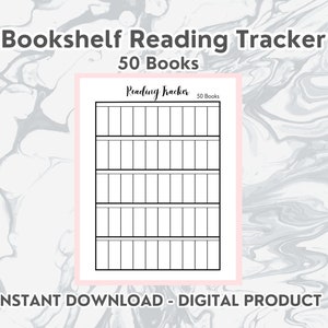 Bookshelf Reading Trackers - 50 Books - DIGITAL DOWNLOAD | Uniform Reading Tracker, Book Tracker Printable