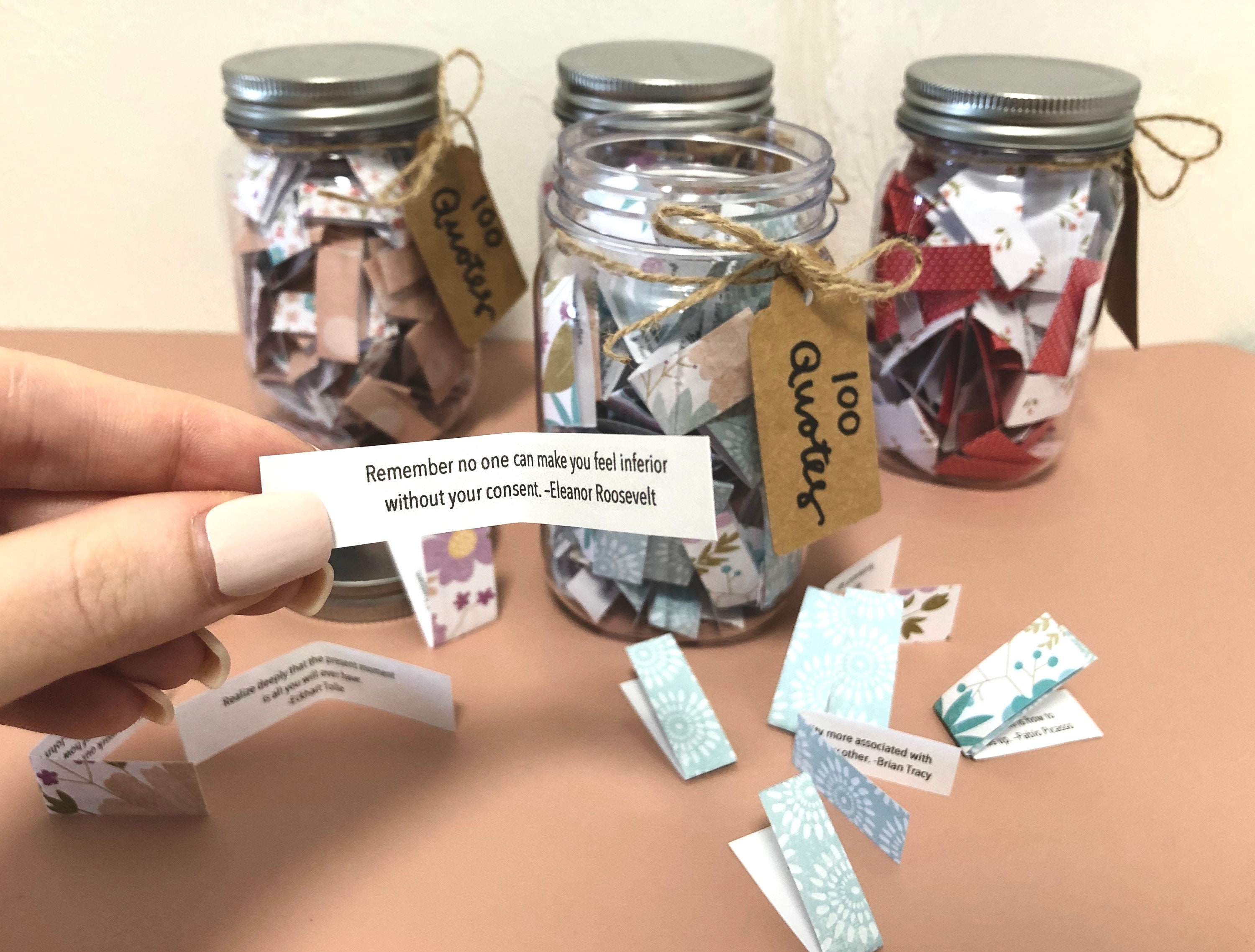 Inspirational Quote Jar 100 Inspirational Quotes Etsy