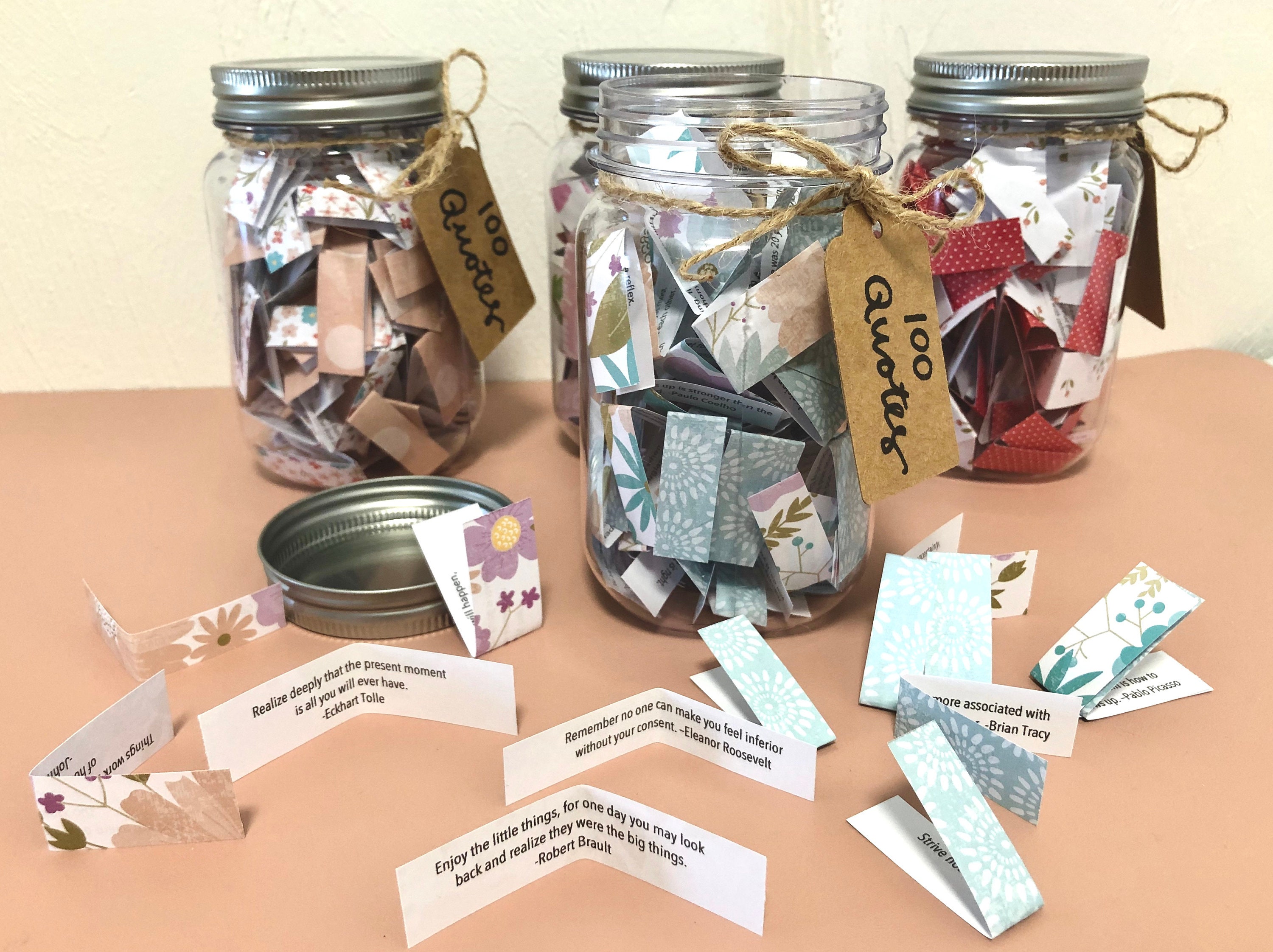 Inspirational Quote Jar 100 Inspirational Quotes Etsy