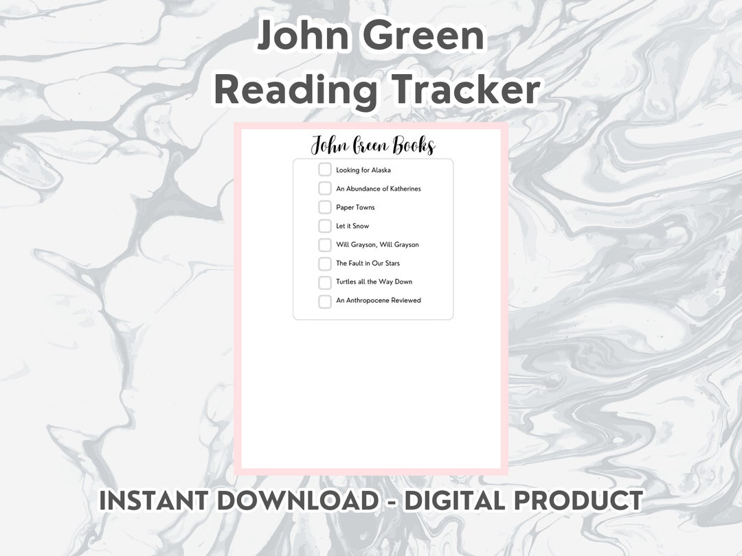 John Green Books Tracker, John Green Reading Tracker DIGITAL DOWNLOAD