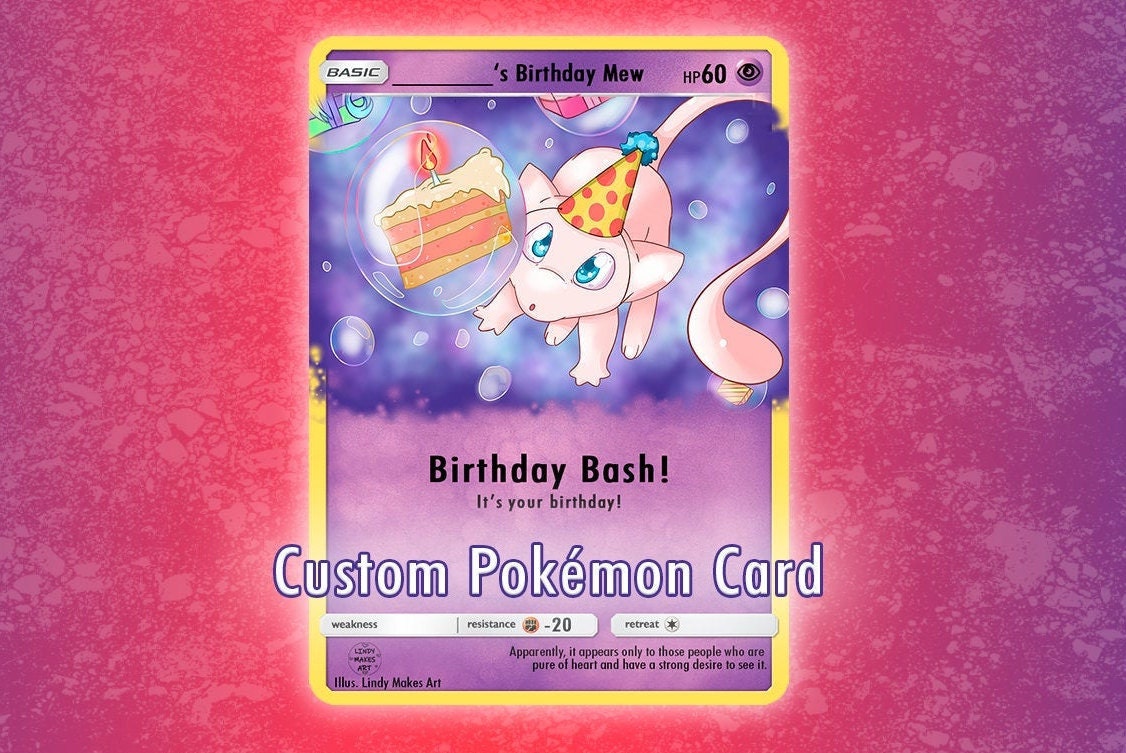 Cartes Pokemon Mew Anniversaire Tcg Cartes A Carte Holo Etsy France