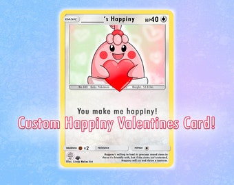 Valentines day Happiny Pokémon cards | tcg | trading card | holo card| trading card game | cute art | hearts | pokemon love