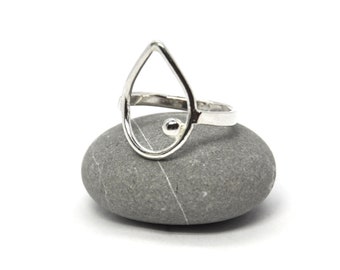 Silver open ring. 925 solid silver. Teardrop shaped ring. Solid silver ring. Large ring. Open shape ring. Iris ring.