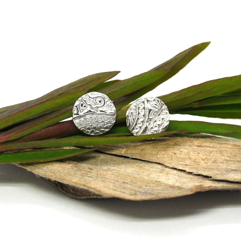 Silver Boho Stud Earrings Etsy