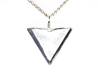 Silver Triangle Arrowhead Pendant. 925 solid silver. Solid triangle pendant. Yellow gold plated triangle pendant. Yellow gold necklace.