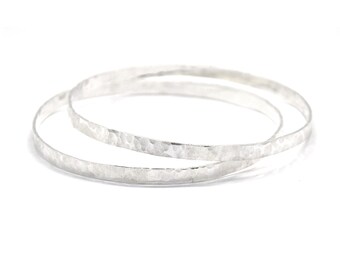 Silver hammered bangle, sterling silver textured slave bangle, solid silver bangle.