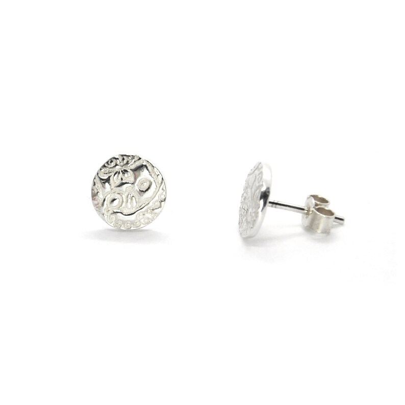 Silver Boho Stud Earrings Etsy