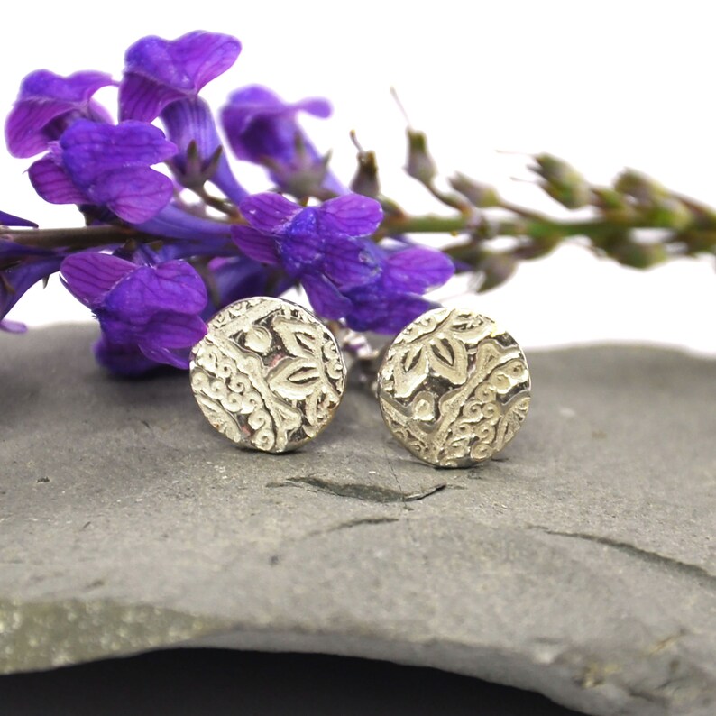 Silver Boho Stud Earrings Etsy