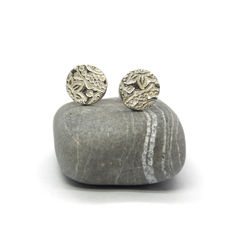 Silver Boho Stud Earrings Etsy