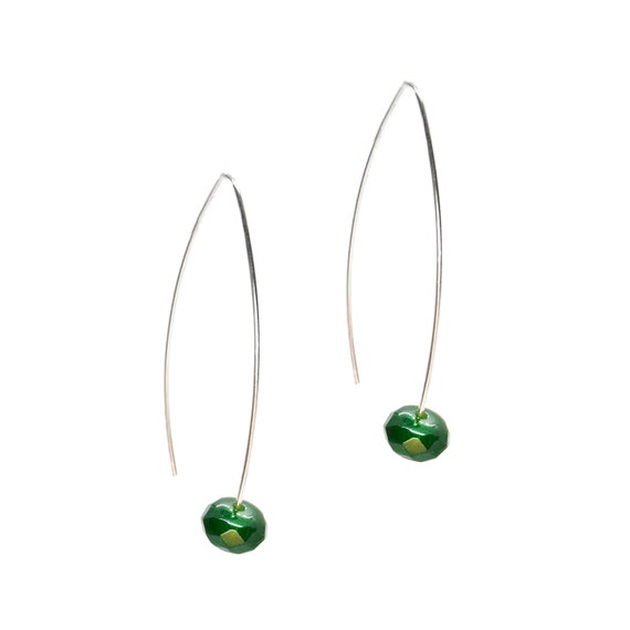 Simple Silver Gemstone Drop Earrings. Drop earrings. Gemstone earrings. 925 solid silver. Tourmaline, sapphire, ruby, turquoise, opalite.