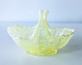 Fenton 39 Daisy and Button 39 Split Handle Basket in pale yellow