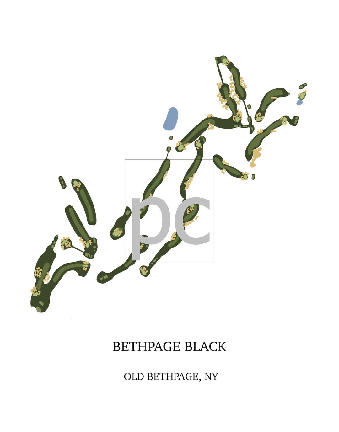 Bethpage Black Golf Course Layout Hand-illustrated Map Portrait - Etsy