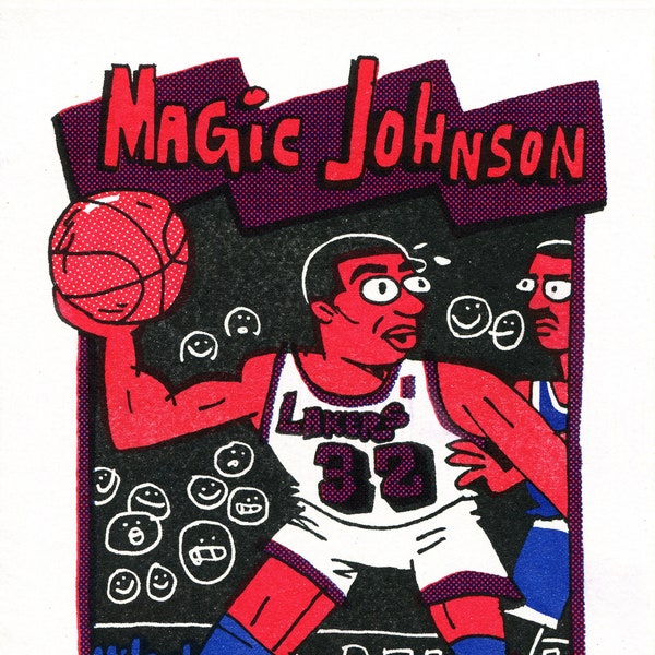Magic Johnson Risograph Print