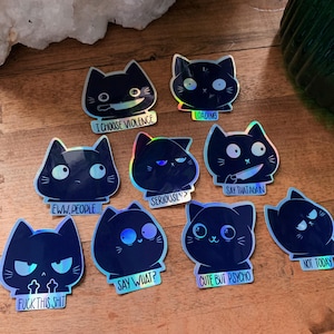 Angry Kitten - Holographic Vinyl Sticker