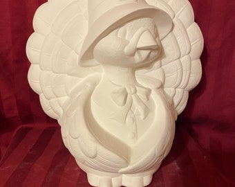 Cute Turkey by Clay Magic Mold Co. ~ Thanksgiving~ Autumn~Fall~ 9” Tall~Ready to Paint~U-Paint