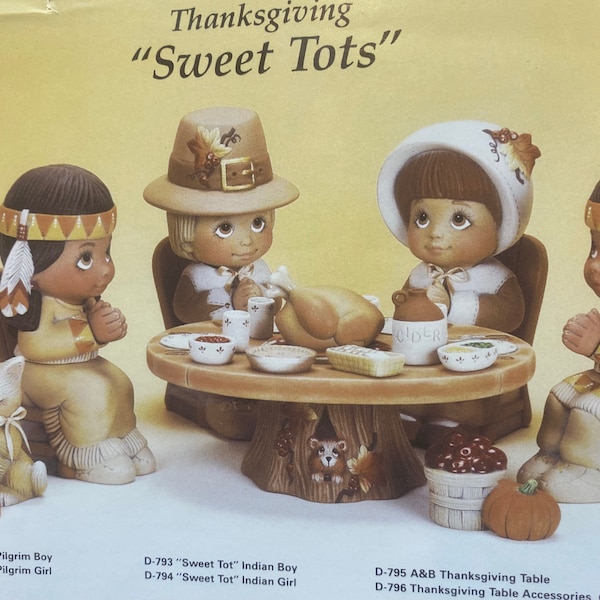 Lot De 3 Figurines Céramique Thanksgiving à Peindre - Miniatures, Fait Main USA