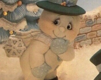 Ceramic Bisque~Sweet Tot~Standing Snowman~Snowflake on Back~Dona Mold Co.~U-Paint~ Ready to Paint ~