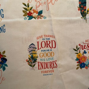 Danke an den Herrn Stoff, Fat Quarter oder Schüttgut, cremiger Stoff, Quiltstoff, Inspirationsstoff, christlicher Stoff, Bibel