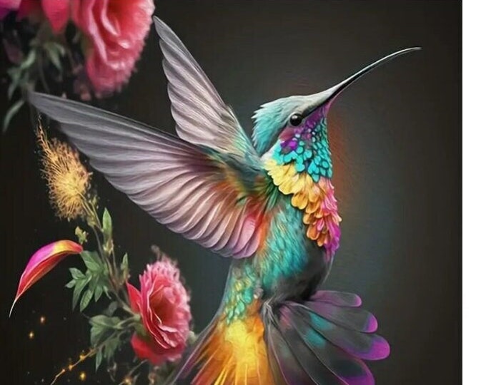 JHGCVX 10 Pcs Hummingbird Diamond Art Kits For Adults,Diamond Painting Kit For Garden Decor,Small Diamond Painting,Diamond Painting Ornament For