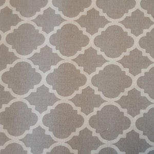 White Geometric on Light Gray Cotton Fabric, By the Yard, quilting fabric, white fabric, gray fabric, geometric fabric