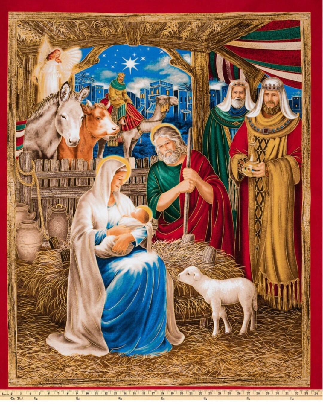 Nativity Fabric Panel, Quilting Fabric, Christmas Fabric, Jesus Fabric