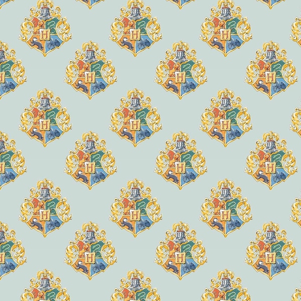 Harry Potter Fabric, Fat quarter, By the Yard, Watercolor Blue Crest fabric Cotton, quilting fabric, Hogwarts fabric,  Crest Mask fabric