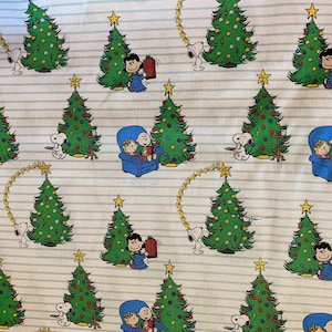 Peanuts Cotton Fabric, Fat Quarter, By the Yard, quilting fabric, Charlie Brown fabric, Snoopy fabric, red fabric, Christmas fabric