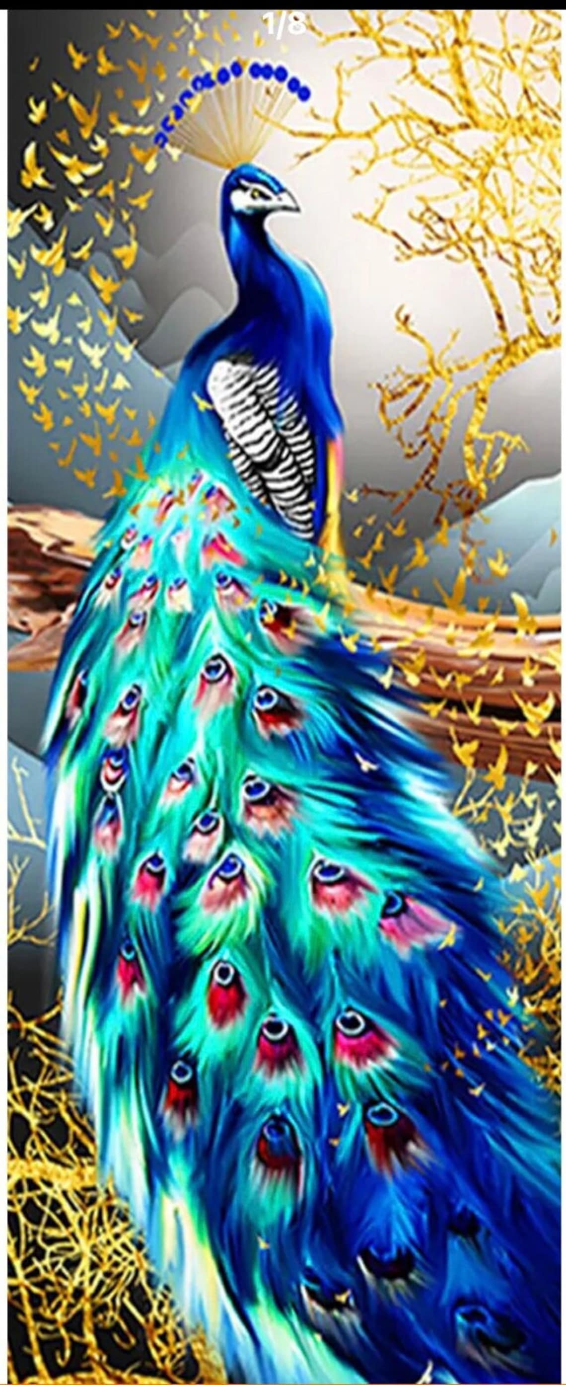 Peacock Diamond Art Kit Bird Diamond Painting Kit Peacock Etsy