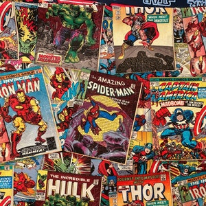 Tela de algodón de cómic retro de Marvel, FQ, cortada a medida, tela de Marvel, tela para colchas, tela de héroes de acción, Hulk, Iron Man, tela de Thor, Avengers