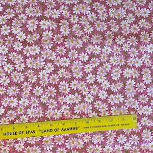Tessuto di cotone rosa margherite, Fat Quarter, tagliato su misura, tessuto margherite, tessuto floreale, tessuto rosa, tessuto per trapuntatura