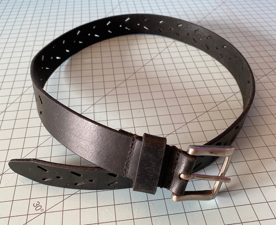 Fiorucci Black Leather Belt, Silver tone Hardware,