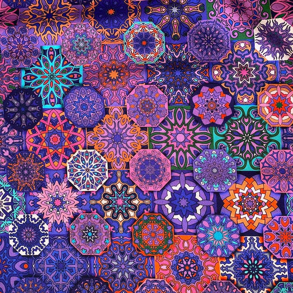 Urban Geo Large Octagons Purple Cotton Fabric, Fat Quarter or By the Yard, quilting fabric, floral fabric, Aqua fabric, geometric fabric