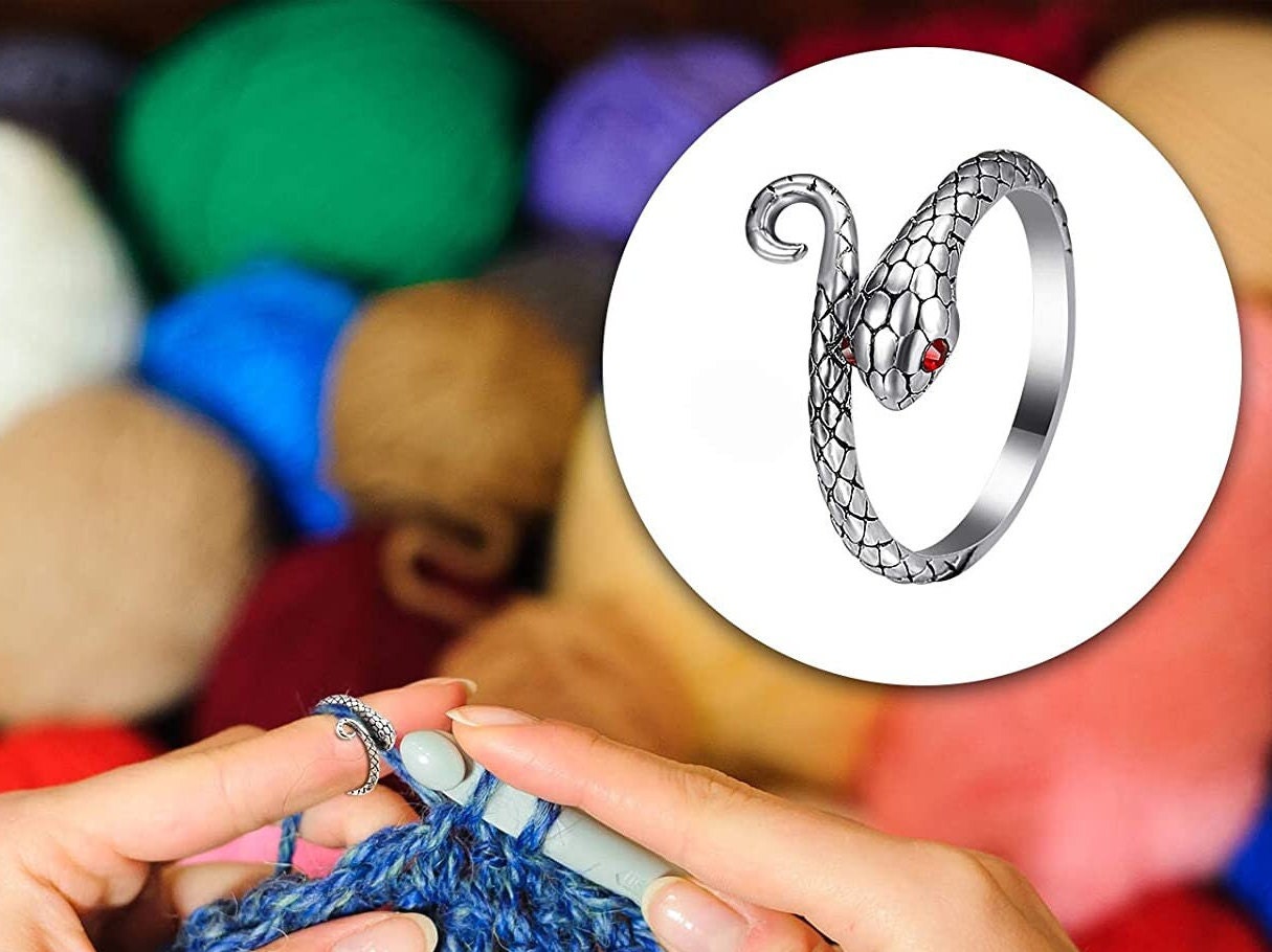 Adjustable Crochet or Knitting Ring. Peacock Crochet or Knitting