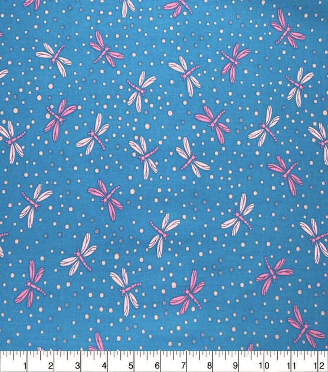 Dragonfly Teal Pink Cotton Fabric Fat Quarter or by the Yard Etsy