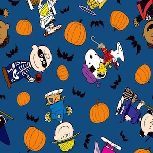 Peanuts Cotton Fabric, Fat Quarter, By the Yard, quilting fabric, Charlie Brown fabric, Snoopy fabric, red fabric, Halloween fabric