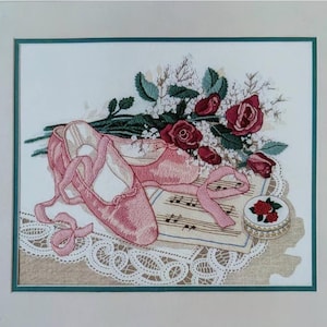 From The Heart &quot;Opening Night&quot; Needlepoint Kit #51034, Embroidery, Dimensions kit, Ballet shoes, roses, sheet music, Fits 12&quot; x 10&quot; Frame