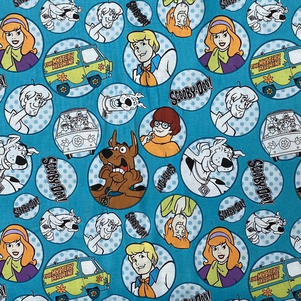 Scooby Doo Cotton Fabric Fat Quarter, By the Yard, Velma, Fred, Daphne, Shaggy, Mystery Machine, quilting fabric, fabric for mask