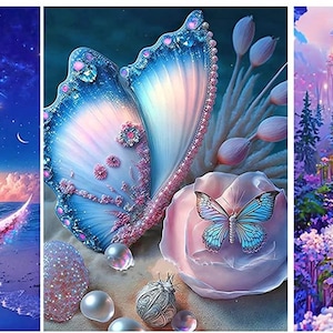 Mystical Diamond Art Kit choose Your Kit Butterfly Diamond Painting Kit,  Fairy House, Moon Diamond Art Kit, Gift Idea, Cottage Wall Decor 