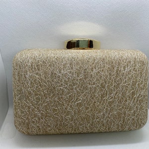 Frizione Nordstrom, pochette laterale rigida, borsa vintage, borsa luccicante, borsa da sera dorata e bianca