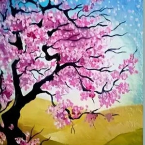 Cherry Blossoms Diamond Art Painting Kit, Floral Diamond Art Kit, Tree Diamond Painting Kit, Gift Idea, floral Wall Decor