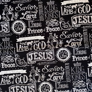 King of Kings Cotton Fat Quarter oder Meterware, Quiltstoff, Jesus-Stoff, Inspirationsstoff, christlicher Stoff