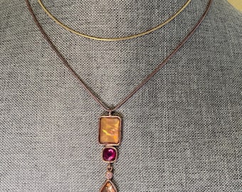 Lia Sophia Necklaces, 2 Pieces, Rose & Gold Tones, Minimalist Jewelry, Gift Idea, Fashion Jewelry