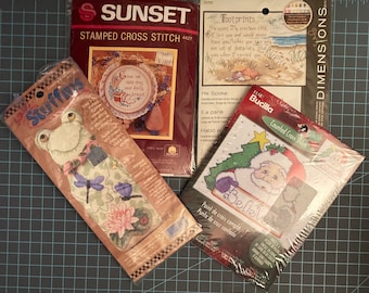 Cross Stitch Kits *Pick Your Kit* Bucilla Believe, Dimensions He Spoke, Dimensions Sweet Stuffins Phineas Frog, Sunset Give Us This Day