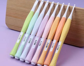 Agujas de crochet pastel, juego de 8 piezas, tamaños 2,5 mm - 6 mm, herramientas, aguja
