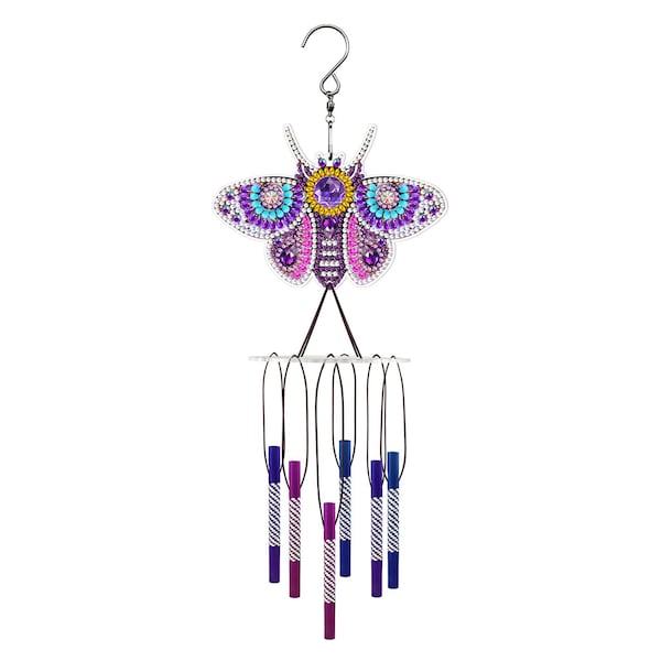 Butterfly Wind Chime Diamond Art Kit, Diamond Painting Kit for Adults Full Round Drill, Gift Idea, Wall Decor