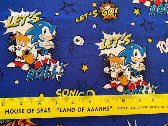 Sonic the hedgehog blue 100% cotton fabric fat quarter Craft Supplies ...