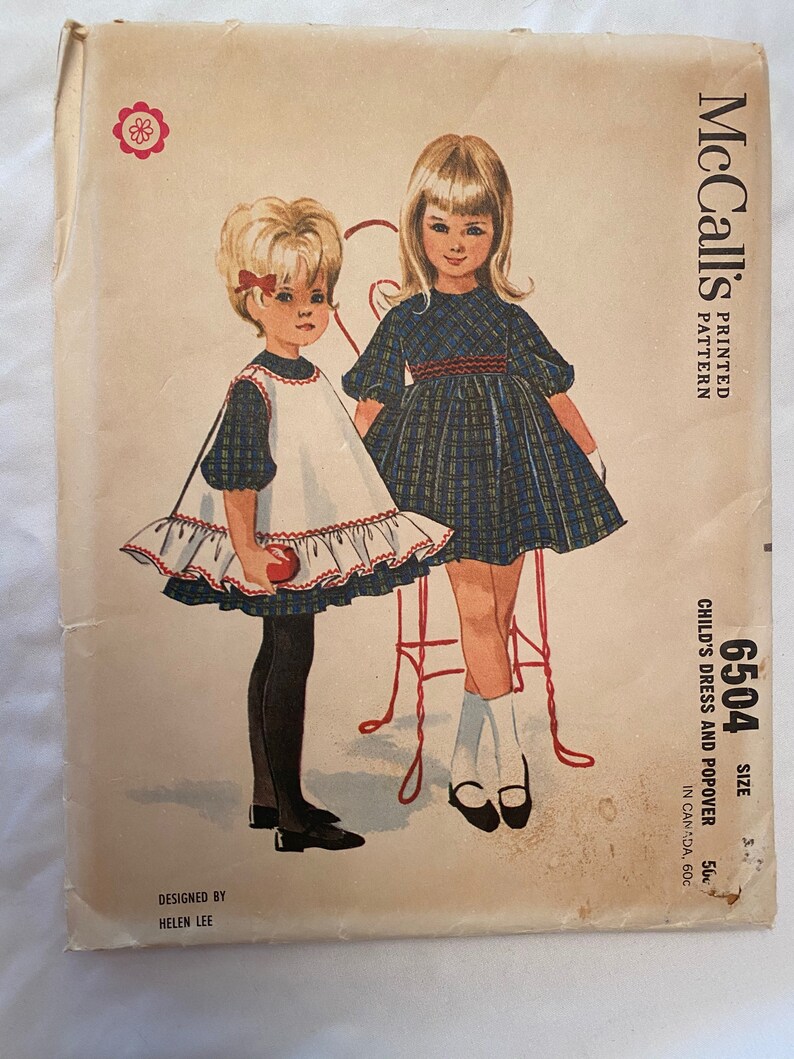 McCall/'s 6504 Sewing Pattern Helen Lee Dress pattern Pinafore Pattern, Girls/' Size 5 vintage pattern Dress pattern Popover Uncut