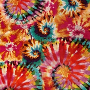 Rainbow Tie Dye Cotton Fabric, Fat Quarter, By the Yard rainbow fabric, Swirls fabric